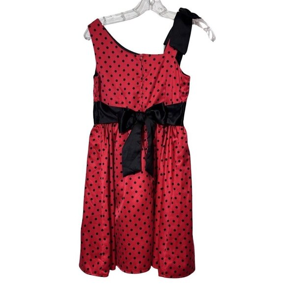 DISORDERLY KIDS Red Black Polka Dot Fancy Dress Size 14 Rockabilly Party Dressy - Picture 14 of 14